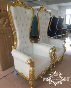 Braut und Bräutigam Einzigen Stuhl Sofa Goldenen Rahmen Weiß PU mit Diamant - Product Image 1