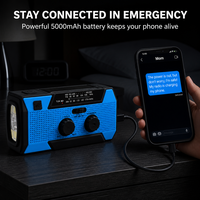 Radio de Emergencia Portátil AM FM NOAA con Manivela Solar, Banco de Energía de 5000mAh, Linterna LED, Alarma SOS, para Tormentas y Huracanes