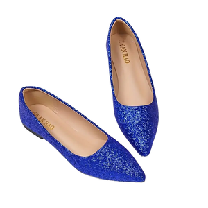 Chaussures plates tendance pour femmes, respirantes, style ballerines à enfiler, bout pointu, couleur unie, semelle souple, colorées, en PU, pour mariage - Product Image 1