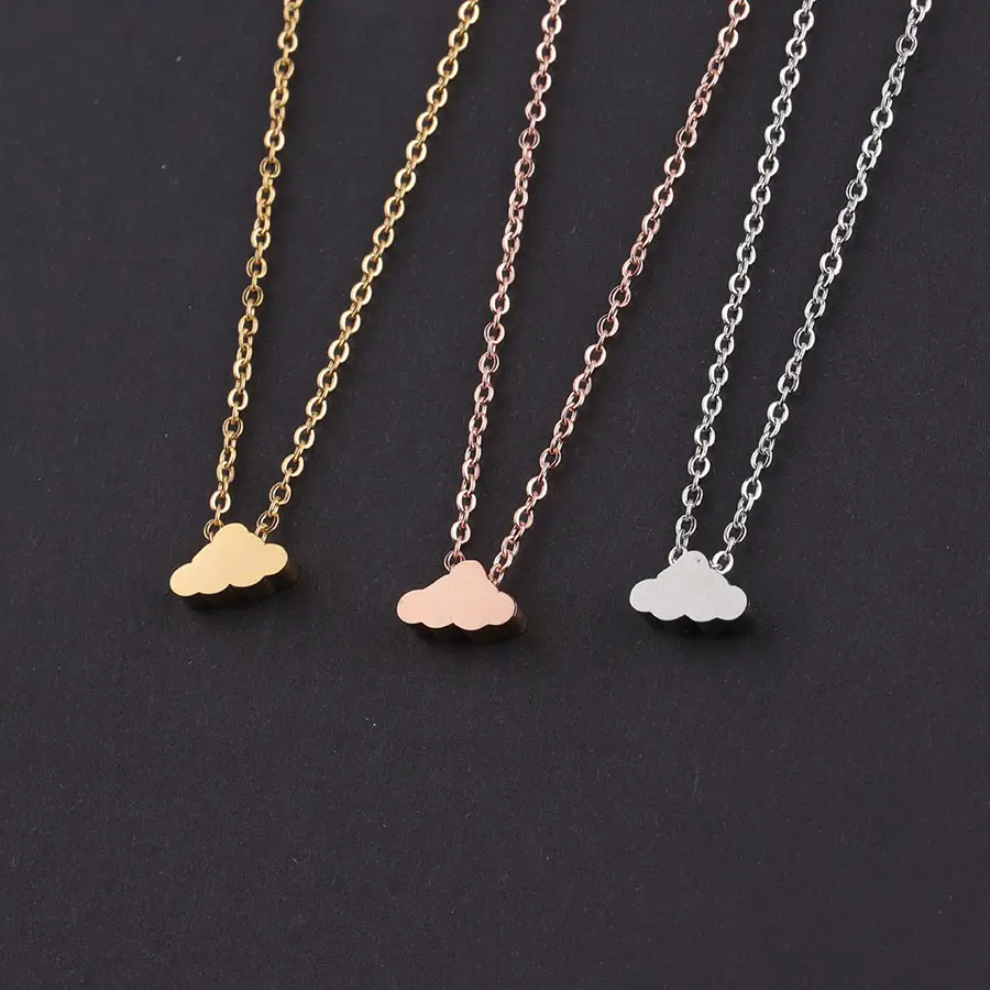 Amazon Hot Sale Stainless Steel Small Clouds Pendant Clavicle Chain Bead Cloud Necklace Stainless Steel Necklace For Gift