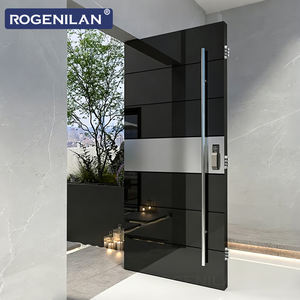 ROGENILAN, fournisseur chinois, portes <span class=keywords><strong>d</strong></span>'<span class=keywords><strong>entrée</strong></span> extérieures en aluminium pivotantes, résistantes aux ouragans, avec panneau miroir, <span class=keywords><strong>porte</strong></span> de sécurité - Product Image 1
