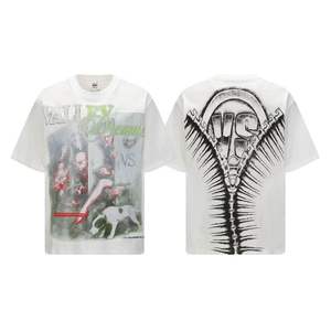 Camiseta de manga corta vintage lavada estilo hip-hop para hombre y mujer, con estampado vintage, ideal para el verano y la moda urbana. - Product Image 5