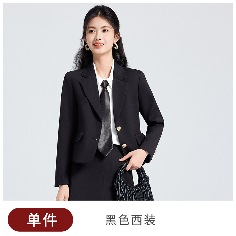 single black long-sleeved suit