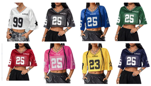 Maillot de football court respirant à manches courtes pour femme, style streetwear, avec logo personnalisé, faible MOQ, coupe oversize - Product Image 3
