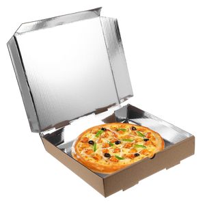 Boîtes en papier ondulé pliables haut de gamme personnalisées avec doublure en feuille d'aluminium imprimée de logo pour l'expédition d'avions de pizzas Matériaux recyclés - Product Image 5