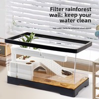 Grand bassin rectangulaire de luxe pour l'élevage de tortues, en plastique filtrant, avec couvercle et table de basking, pour terrasse de villa, écologique brésilien