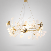 Lustre moderne suspendu à haut plafond, motif feuille de Ginkgo, grand et ajouré, pour hall de villa, escalier, salle à manger
