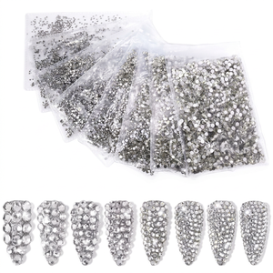 1440 piezas/bolsa SS3-SS40 Cristales de Diamantes Redondos 3D con Reverso Plano, Color AB, Fáciles de Aplicar para Decoración de Uñas - Product Image 1