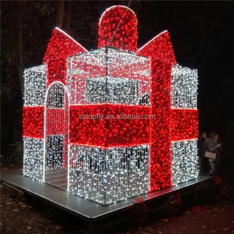 Luz LED decorativa gigante para exteriores, caja de regalo de Navidad para Calle, gran oferta