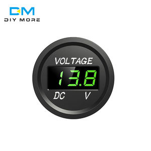 فولتميتر رقمي صغير مقاوم للماء للسيارات والدراجات النارية بشاشة LED دائرية يعمل بجهد 5-48 فولت تيار مستمر - Product Image 1