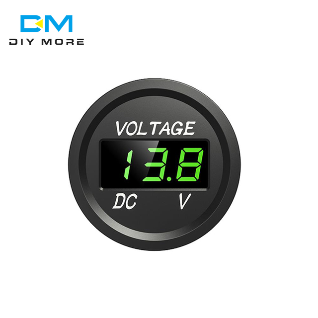 DC 5-48V Car Motorcycle Voltmeter Mini Digital Waterproof LED Panel Tester Display Round Volt Meter Gauge