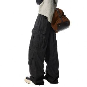 Streetwear poches personnalisé Vintage lavage à l'acide 100% coton adolescents garçons <span class=keywords><strong>pantalon</strong></span> de survêtement hommes noir <span class=keywords><strong>Parachute</strong></span> Cargo <span class=keywords><strong>pantalon</strong></span> - Product Image 4