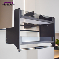 Cesto Elevatório Retrátil de Parede para Cozinha em Aço Inoxidável - Cesto Deslizante para Louças e Armazenamento em Armários de Cozinha
