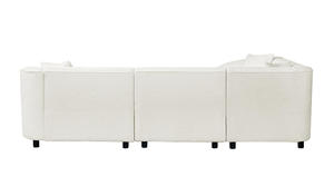 L-Shaped Curved Contemporary Sectional <b>Sofa</b> Set in Beige Plush 4-Seater Modular Design & Premium Boucl Upholstery - Product Image 5