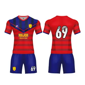 Großhandel fußball kleidung rot sportshirt futbol trikots sublimation sport wear training anzug kurze fußball uniformen