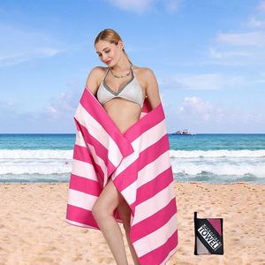 Personalized Custom Printed Huge Double Size <b>Micro</b> <b>Fibre</b> Sand Free Microfiber Stripe Beach <b>Towel</b> With Pocket for Adult - Product Image 5