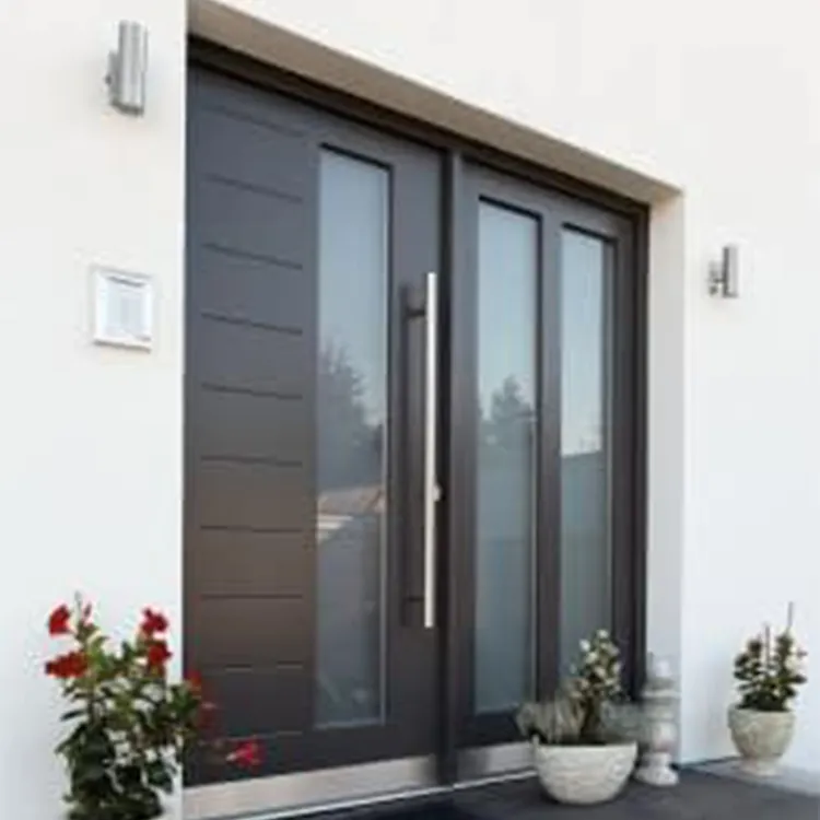 Porta de alumínio painel de alumínio, porta italiana de luxo com design em aço inoxidável porta entrada