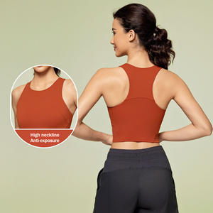 Soutien-gorge de sport dos nageur à col montant avec logo personnalisé, rembourré, sensation seconde peau, pour entraînement, fitness et <span class=keywords><strong>yoga</strong></span>, haut de <span class=keywords><strong>yoga</strong></span> - Product Image 3