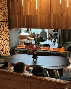 אח חשמלי עגול בהתאמה אישית למלון, מסעדה, בר, עיצוב פנים, להבה תלת מימדית, אפקט אדים, ספק אח - Product Image 5