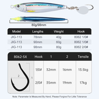 Leurre de pêche en mer en métal 40g 60g 80g, leurre artificiel dur à coulée rapide avec hameçon pour bar et poisson-chat