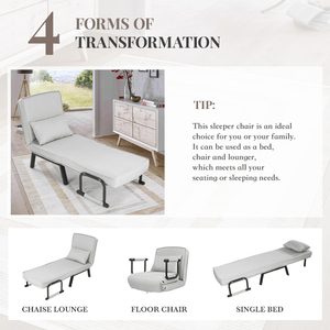 Silla Cama Plegable Moderna, Tapizada en Tela de Lino, con Esponja de Alta Densidad, Patas Metálicas Resistentes y Ecológicas - Product Image 3