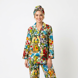 Ensemble de pyjama pour femmes à imprimé tigre, manches longues, longueur intégrale, vêtements de nuit doux en tissu, décontracté, été, taille élastique, col rabattu - Product Image 4