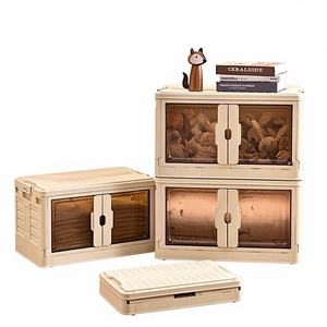 Contenedores de Almacenamiento Apilables de Plástico para el Hogar, Multifuncionales, de Doble Puerta, con Tapa, Moldeados por Inyección, Rectangulares, de Gran Capacidad, 8007 - Product Image 1