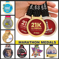 Médailles de course de marathon personnalisées en gros, en alliage de zinc, avec relief 3D et émail scintillant, pour récompenses d'anniversaire et de réalisation au Canada et au Québec