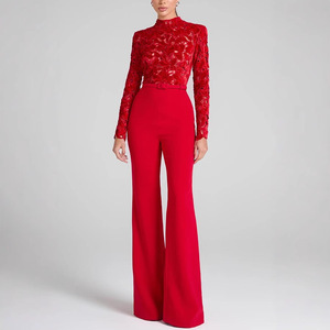<span class=keywords><strong>Combinaison</strong></span> décontractée ample à manches longues avec ceinture et <span class=keywords><strong>pantalon</strong></span> pattes d'éléphant pour l'automne et l'hiver - Product Image 4