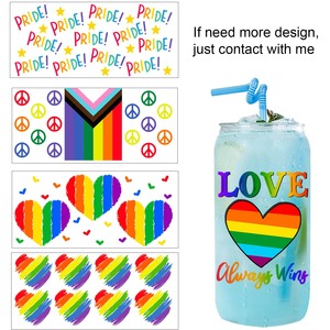 Pegatinas Personalizadas al por Mayor con Tema <span class=keywords><strong>LGBT</strong></span>, Resistentes al Agua, para Vasos de 16 oz, Transferencia de Calcomanías UVDTF, Envoltura para Vasos - Product Image 1