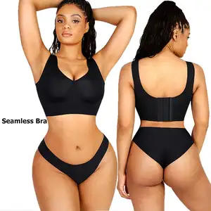 Vente en gros soutien-gorge push-up invisible modelant le corps noir sans couture