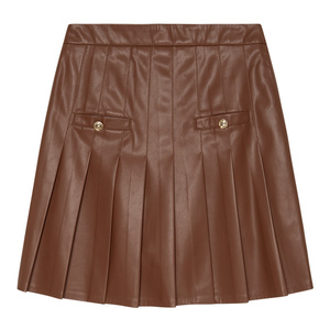 YRP002 Falda de cuero sintético plisada a la moda para mujer Falda de cuero artificial suave de alta calidad - Product Image 1