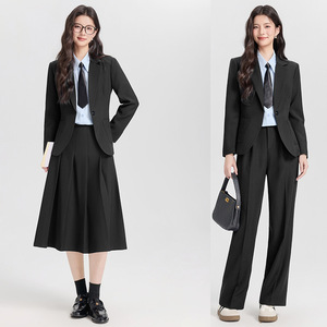 Women's Suit Set Midi Skirt Office Lady Style Anti-Wrinkle Wool <b>Blend</b> Commute Outfit - Product Image 1