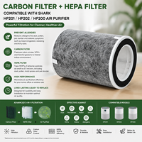 Filtre HEPA et charbon actif H13 compatible avec les purificateurs d'air SharkHP201/HP202/HP200 pour usage domestique et extérieur