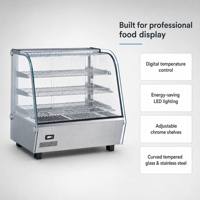 Vitrine chauffante pour aliments en verre incurvé de comptoir commercial électrique