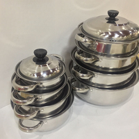 Ensemble de casseroles en acier inoxydable en gros, 3/5 pièces, 16-24 cm, ensemble de casseroles multi-tailles avec couvercle pour la maison et les restaurants