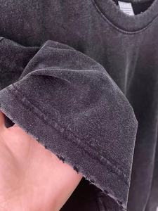 Camisetas de hombre de fábrica 100% algodón de punto, holgadas, lisas, con efecto lavado a la piedra y desgastado, estilo oversize streetwear vintage - Product Image 6