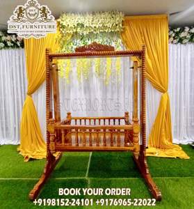 Cuna de Madera de Diseño de Lujo para Ceremonia de Bautismo de Bebé, Cuna de Madera Real India para Ceremonia de Namkaran, EE. UU. - Product Image 5