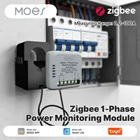 Medidor de Energía Inteligente Monofásico MOES Tuya Zigbee 100A, Módulo de Monitoreo por Aplicación, Bidireccional, con Sensor de Transformador de Corriente