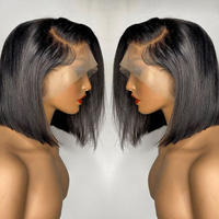 Pelucas Bob de Cabello Humano Liso con Encaje Frontal HD para Mujeres Negras, Pelucas de Cabello Humano Pre-Arrancadas Sin Pegamento