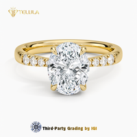 Maßgefertigter Ovaler Labor-Diamant IGI-Zertifiziert D VS1 Luxuriöser 14K Gold Labor-Gezüchteter Diamant-Verlobungsring