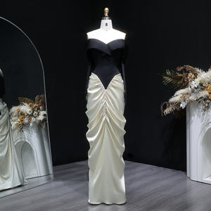 シャロンはSF531ドバイエレガントな黒と白のオフショルダーマーメイドイブニングドレス、女性用ウェディングパーティー、プロムガウン、在庫なしと言いました。 - Product Image 2