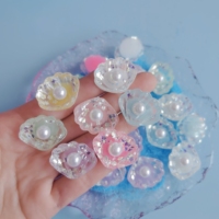 100 pezzi in resina colorata Glitter 3D con guscio di perla aperta e Cabochon con fondo piatto abbellimenti album fai da te accessori per la casa