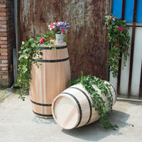 Baril de chêne naturel 50cm décor de baril de vin de bière en bois couleur de baril de vin rouge pour les expositions de bar seaux à glace de fête bacs à boissons