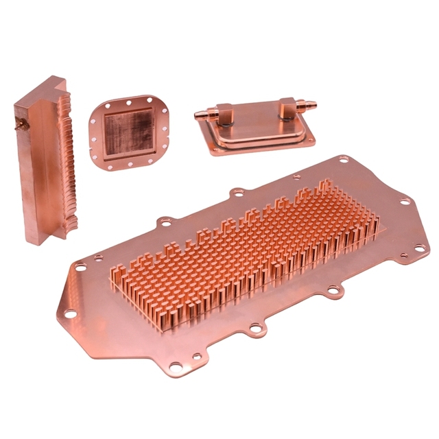 Custom Made Cnc Processed Copper Cooling Component Straight Fin Heatsinks Sealed Water Cooling Plate Power Device Radiator Parts