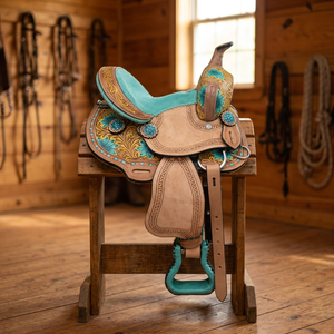 Silla de Montar Western de Cuero Marrón de Alta Calidad con Arco de Fibra de Vidrio y Estribos de Acero Inoxidable, Tamaños y Colores Personalizables, Venta al por Mayor - Product Image 2