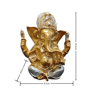Patung Resin bersepuh emas terlaris ornamen religius India ramah lingkungan Asia Tenggara Ganesha dengan tampilan bunga teratai - Product Image 5