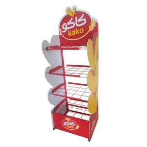 Promotionele Supermarkt Retail Draadmanden Met 4 Planken Voor Snoep Voedsel Pakket Brood Display Rack Stand Met Grafische