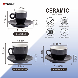 Italian Ceramic and Porcelain Cappuccino <b>Espresso</b> <b>Coffee</b> <b>Cup</b> Saucer Set Glazed Thick Wall Latte <b>Cup</b> Available in Various Sizes - Product Image 6