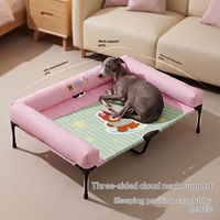 Erhöhtes Haustier-Sofa-Bett mit Dreiseitiger Nackenstütze, Wolkenförmiger Kissenauflage, Hundebett mit Streifenmuster für Große und Mittelgroße Hunde, Großhandel